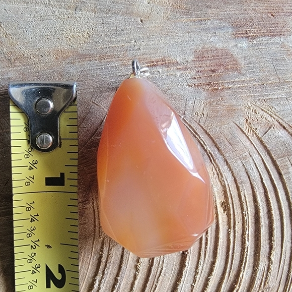 Vintage Apricote Agate Pendant On 925 Sterling Silver Bale - Picture 4 of 4